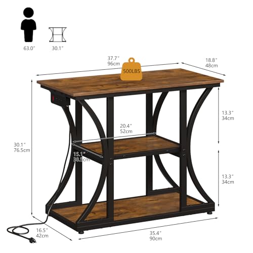 50 Gallon Aquarium Stand with Power Outlets Fish Tank Stand with 3-Tier Storage Shelves Display Stand for Turtle Tank Shelves Metal Frame Stand for Living Room Office Entryway,Brown