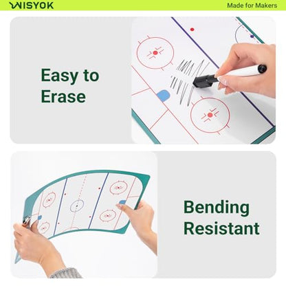 WISYOK Hockey Clipboard for Coaches, Dry Erase | with Marker, Double-Sided, Ideal for Game Strategy, Team Lineup, Practice Drills - style: Hockey
