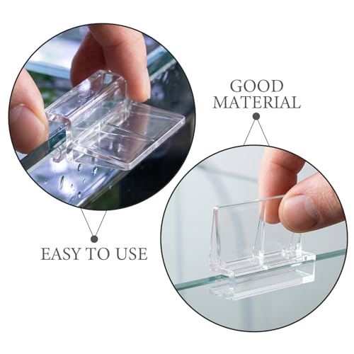 KOMBIUDA 20pcs Aquarium Cover Clip, 6mm Clear Acrylic Fish Tanks Support Holder, Aquarium Lid Clips Clamps for Pet Terrariums, Rimless Fish Tank