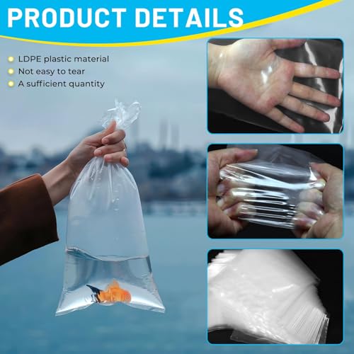 6"x12" 2 Mil Plastic Clear Leak-Proof Fish Shipping Bags - Double Bottom Seal for Industrial & Healthcare Use 100Pcs