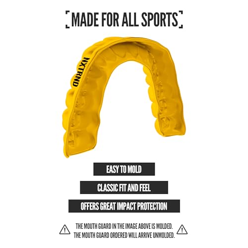 2 Pack Nxtrnd Classic Mouthguard, Custom Fit Sports Mouthpiece for Football, Boxing, MMA, Basketball, Hockey, Lacrosse, Youth & Adult (Yellow) - color: Yellow