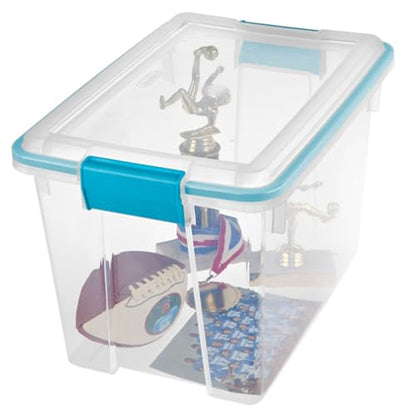 Sterilite 6-Pack Gasket Box, Clear Plastic Storage Bins with Latching Lids, 20 Qt - Large Stackable Tote Containers for Home, Closet, Bathroom, and Office Organization