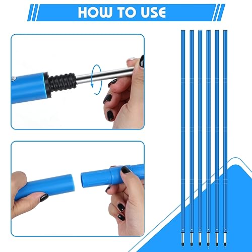 HOTOOLME Agility Training Poles Equipment Soccer Training Equipment Includes 6 Agility Poles,Agility Ladder, 10 Soccer Cones,Jump Rope for Speed Training, Soccer Training, Basketball Athletes & Kids - color: Blue