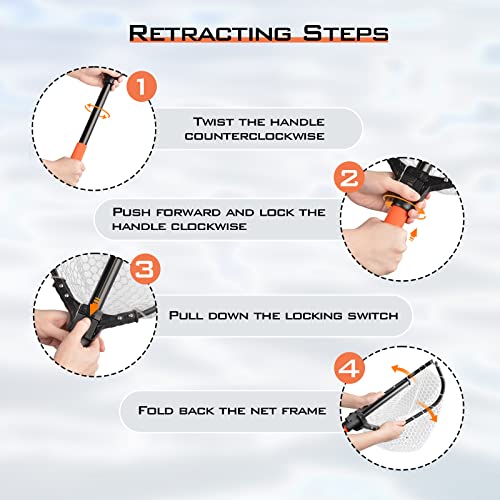 KastKing Brutus Fishing Net, Foldable Extendable Fish Landing Net, Lightweight & Portable Fishing Net with Soft EVA Foam Handle, Holds up to 44lbs/20KG, Fish-Friendly Mesh for a Safe Release - size: 31" Total Length(not extendable), style: Silicone Net