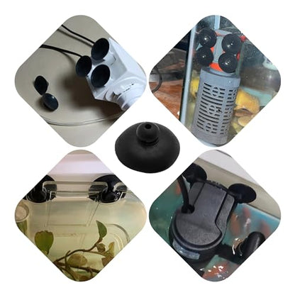 16PCS 28mm Dia Black Aquarium Suction Cup Clips, Soft Rubber Fish Tank Attachments for Pump Lines, Overhead Tube Organization and Aeration Setup