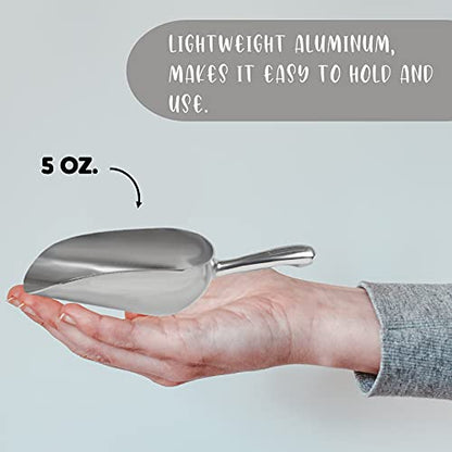 Cast Aluminum Utility Scoop, 5-Ounce - Round Bottom, Small ice scoop For Multi-Purpose Use, With Finger Groove Handle (Hand Wash Only) 5 oz. - size: 5 oz
