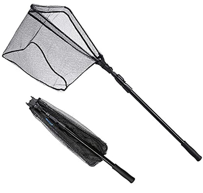 SAN LIKE Fishing Net Fish Landing Net Collapsible Fish Net with Anti-Slip Telescoping Rubber Pole Handle for Kids Adults in Saltwater Freshwater Multi-Size Extending to 37/42/43/51/69/71/89/98inch - color: Fiberglass pole,length 38.2" to 70.9"