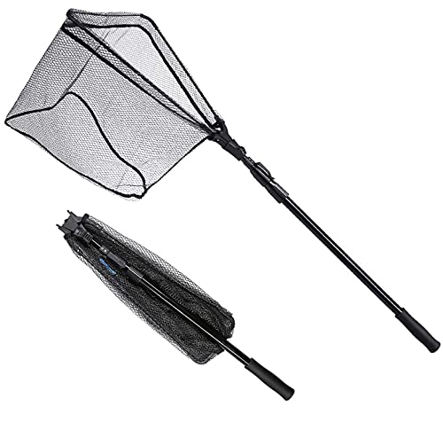 SAN LIKE Fishing Net Fish Landing Net Collapsible Fish Net with Anti-Slip Telescoping Rubber Pole Handle for Kids Adults in Saltwater Freshwater Multi-Size Extending to 37/42/43/51/69/71/89/98inch - color: Fiberglass pole,length 38.2" to 70.9"