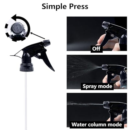 6pcs Spray Bottle Replacement Nozzle Mist Spray & Stream Sprayer Reusable with Tube Tops Fit Standard 28/400 Neck Bottles for Kitchen, Garden and Office Cleaning Supplies