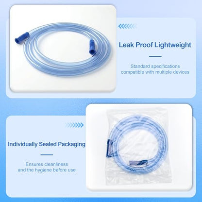 Extended Suction Connection Tube, 6.5 Feet Hose Tubing Replacement Flexible & Durable, Compatible with 9mm Standard Connector Devices 2 Pcs