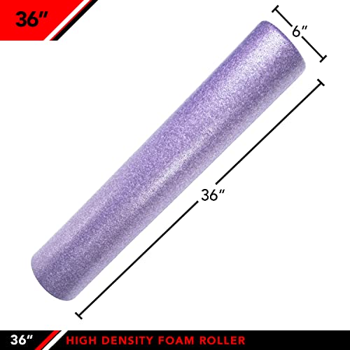 JFIT High Density Foam Roller – EPP Deep Tissue Massage Roller for Muscle Recovery, Myofascial Release & Stretching - color: Solid Purple, size: 36-Inch