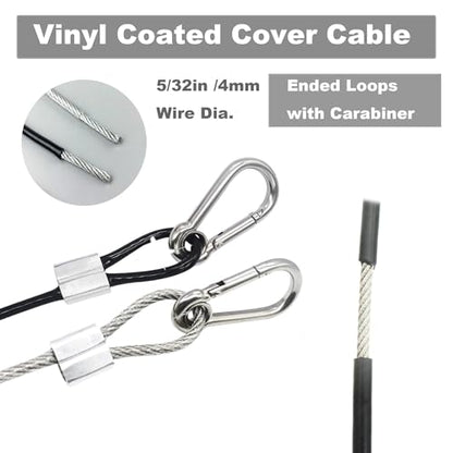 5pcs 24 inch Vinyl Cover Coated Stainless Steel Wire Rope Lanyard Cable Tether Safety Strap with Hooks and 2 Loops (4mm Thickness), Clear - color: 5pcs_Clear, size: 24"/60cm