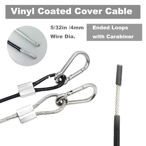 10 pcs 12 inch Vinyl Cover Coated Stainless Steel Wire Rope Lanyard Cable Tether Safety Strap with Hooks and 2 Loops (4mm Thickness), Black - color: 10pcs_Black, size: 12"/30cm