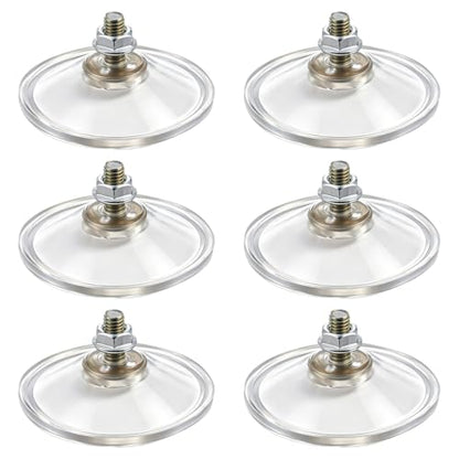 6 Pcs Heavy Duty Suction Cups 55mm Clear PVC Window Suction Cups Strong Adhesive Windows Holder with Thread Screw Suctions Cup Thickened for Window Aquarium Mirror Décor
