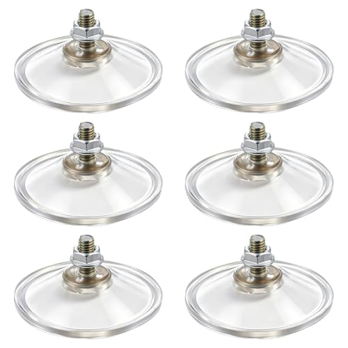 6 Pcs Heavy Duty Suction Cups 55mm Clear PVC Window Suction Cups Strong Adhesive Windows Holder with Thread Screw Suctions Cup Thickened for Window Aquarium Mirror Décor