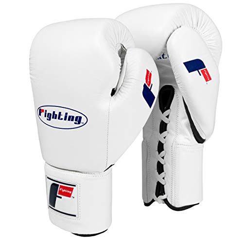 Fury Professional Lace Training Gloves - Lace Up Sparring Gloves for Boxing, Bag, and General Training - color: White, size: 14 oz