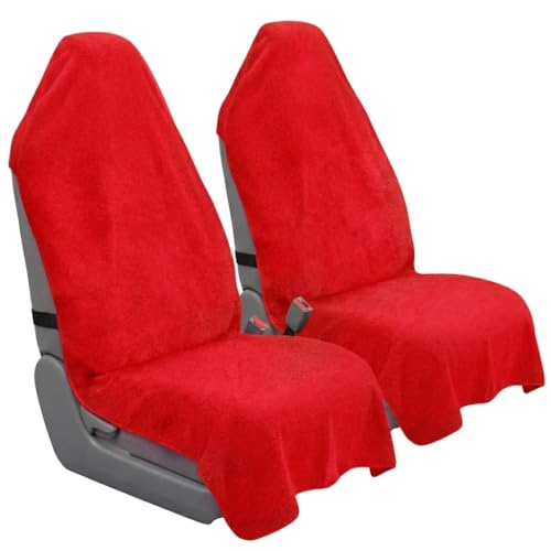 Car Seat Towel Cover, Universal Front Seat Protector for Cars, SUVs and Trucks, Sweat Towel Car Seat Cover for Gym, Yoga, Swimming, Pets and Family Travel, Haute Red, 2 Pack - color: Haute Red