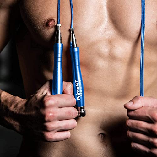 PrimaFIT Pro Speed Jump Rope for Adults, Weighted Skipping Rope for Boxing - color: Blue