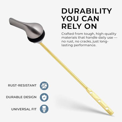 Qualihome Brushed Nickel Finish Front Mount Toilet Handle Replacement Kit, Universal Toilet Tank Flush Lever Fits Most Standard Front-Mount Toilet Tanks - color: Brushed Nickel