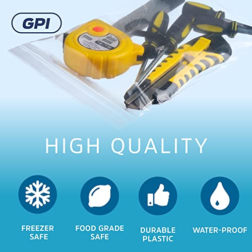 GPI - 1000 Count 10" X 14" Zip Bags, Heavy-Duty 4 Mil Thick, Clear Reclosable Zipper Poly Baggies With Resealable Zip Top Lock For Storage & Packaging, Food, Tools, Sharp Objects, etc. - size: 10" x 14"