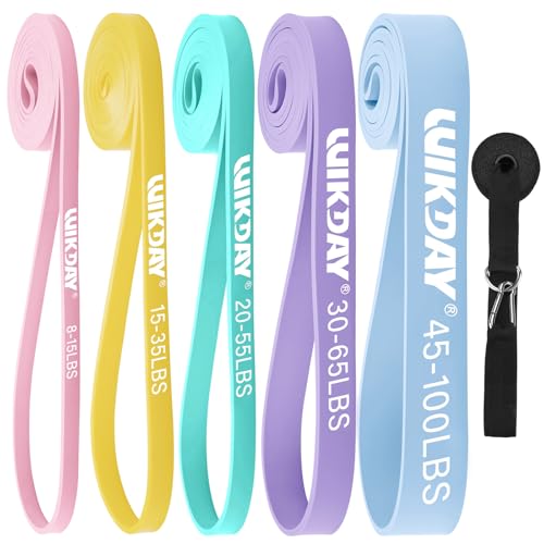 WIKDAY Resistance Bands for Working Out with Door Anchor | Pull Up Assistance, Exercise Elastic Bands, Thick Heavy Resistance, Body Stretching Muscle Training, Home Gym - color: Macaron