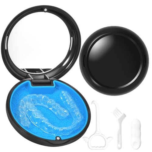 Orthodontic Retainer Case Aligner Mouth Guard Storage Box,Black Blue - color: Black Blue