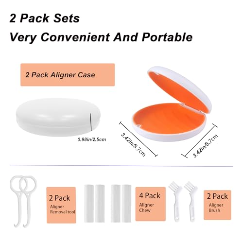 2 Pack Retainer Case Compatible with Invisalign,Aligner Cases - color: White