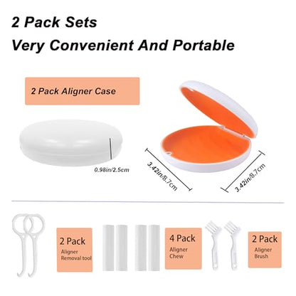 2 Pack Retainer Case Compatible with Invisalign,Aligner Cases - color: White