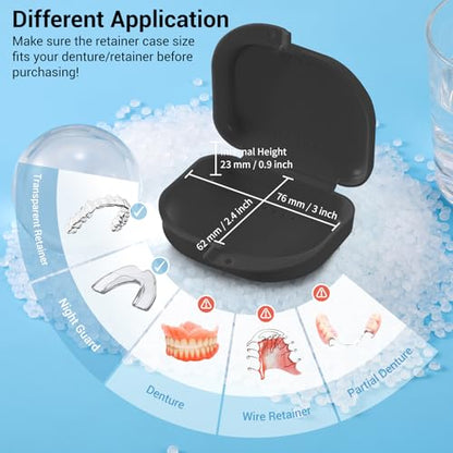 Annhua Orthodontic Mouthguard Case Dental Retainer Case with Vent Holes, Denture Retainer Box Aligner Container Slim for Household|Office|Travel - Easy to Use - Black - color: black