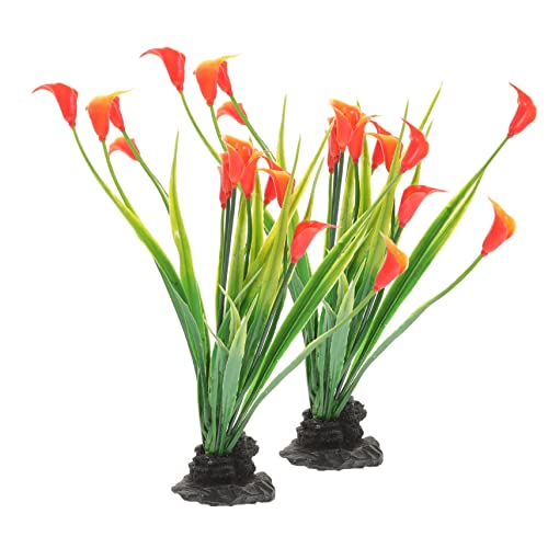 Toyvian 2Pcs Fake Aquarium Plants for Fish Tank Decor Household Aquarium Supply with Stable Base Safe for Aquatic Animals Desktop and Office Decoration