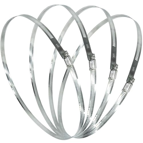 4Pcs 23.6-Inch/600mm (Diameter) Large Hose Clamps Stainless Steel | Adjustable Worm Gear, Heavy Duty Metal Band Clamps, Securing Pipes & Tubes, Agricultural & Industrial Use