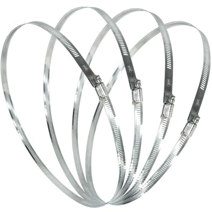 4Pcs 23.6-Inch/600mm (Diameter) Large Hose Clamps Stainless Steel | Adjustable Worm Gear, Heavy Duty Metal Band Clamps, Securing Pipes & Tubes, Agricultural & Industrial Use