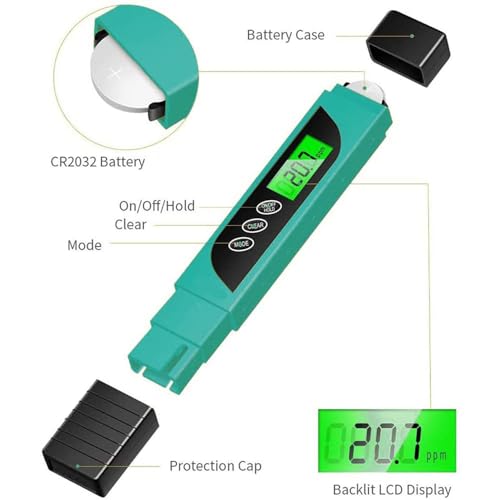 TDS Meter Digital Water Tester, Lxuemlu Professional TDS, Temperature and EC Meter with Carrying Case, 0-9999ppm, Ideal ppm Meter for Drinking Water, Aquariums and More （Green) - color: Green