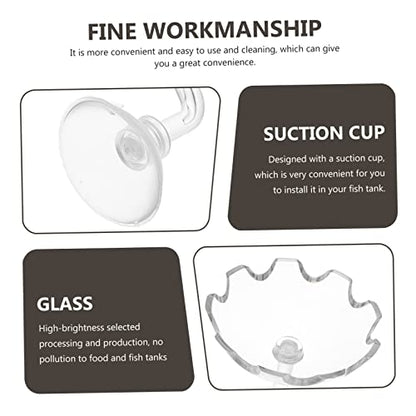 Happyyami 2pcs Shrimp Feeding Bowls Glass Pet Food Dish Trays for Aquariums Easy to and Maintain for Freshwater Shrimp and Aquatic Pets