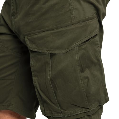 Twill Cargo Shorts for Men 2025 Summer Casual Elastic Waist Drawstring Baggy Stretch Workout Shorts with Pockets Army Green S