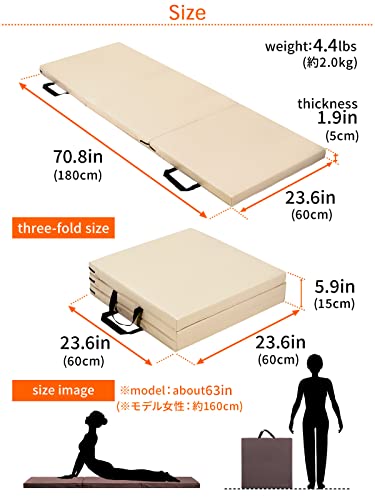 KaRaDaStyle Gymnastics Mat Folding Stretch Mats 71"x24"x2" Exercise Muscle Training Children Play Horizontal Bar Mat Yoga Sports Soundproof Home Use - color: Blue