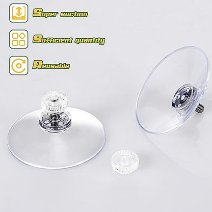 30 Pcs Suction Cups 50 mm/ 1.97 Inch Clear PVC Suction Cups with Screw Nut Strong Adhesive Sucker Pads Without Hooks for Wall, Glass, Window, Car, Door, Bathroom, Shade, Cloth