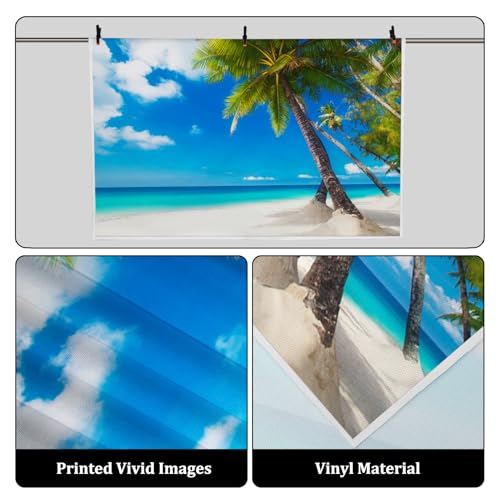 7x5ft Sea Beach Photography Background Seaside Palmtree Backdrop Vacation Trip Blue Sky Holiday Kid Baby Lovers Boy Girl Adult Artistic Portrait Photoshoot Studio Props Video Drape Wallpaper - size: 7x5ft