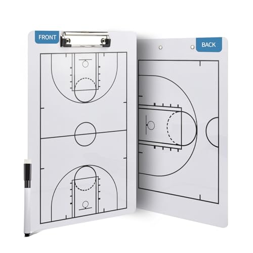 Eco Friendly PVC Multi Sport Coaching Clipboard Reusable Tactical Board for Basketball,Soccer,Volleyball,Handball and Futsal Portable Training Essential for Coaches - style: Basketball Board