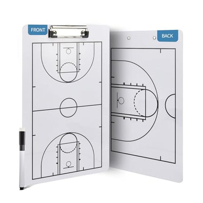 Eco Friendly PVC Multi Sport Coaching Clipboard Reusable Tactical Board for Basketball,Soccer,Volleyball,Handball and Futsal Portable Training Essential for Coaches - style: Basketball Board