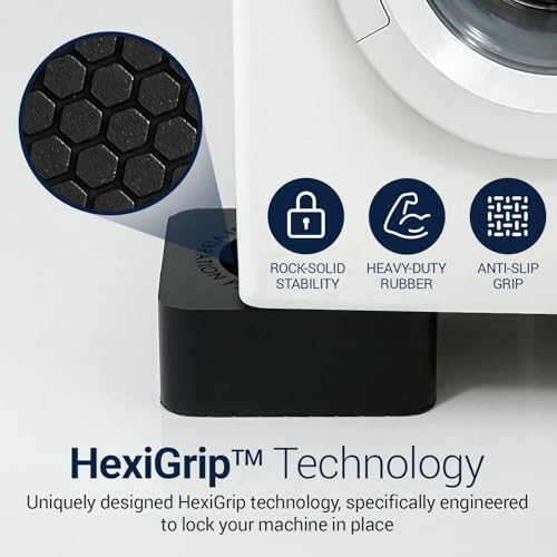 Anti Vibration Pads for Washing Machine and Dryer (Set of 8) - Washer Anti Vibration Pads with HexiGrip™ - Washing Machine Accessories & Leveling Pads - Vibration Dampening Mat
