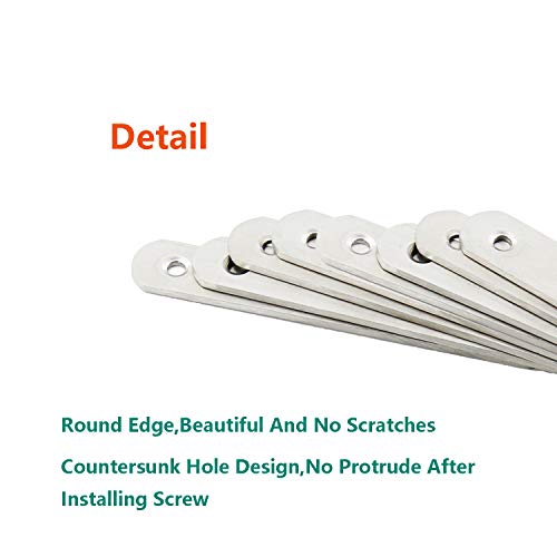 4 Pack Flat Mending Plate for Wood,ULIFESTAR Stainless Steel Straight Brackets 130mm / 5" Length 4 Screw Hole Flat Repair Fixing Wood Brace Joining Plates Connector with Fixing Screws - size: ['130x20x3mm']