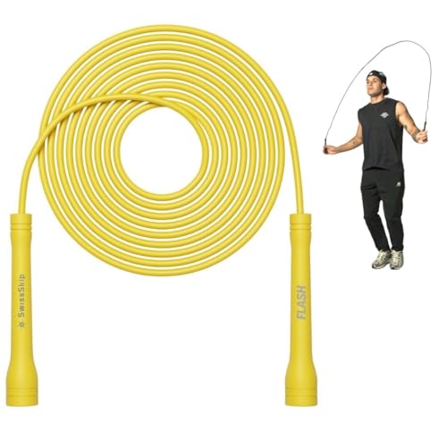Speed Jump Rope by Dayan Kolev, 5mm PVC Skipping Rope, Great for Beginners and Advanced Athlets, Designed for Fitness, Cardio, Boxing & CrossFit, Adjustable length with Unbreakable Handles - color: Yellow