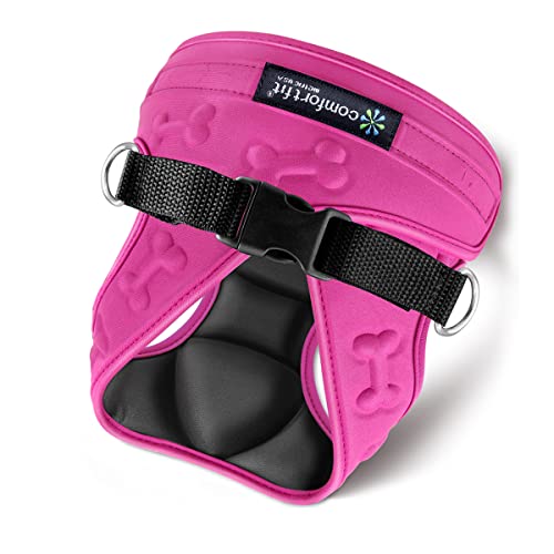 Comfort Fit Dog Harness No Pull No Escape Harness Adjustable Buckles Soft Padded Reflective Choke Step in Dog Vest with Easy Control Handle for Small Medium Large Dogs & Puppies - color: Pink, size: M (Chest 15" - 18")