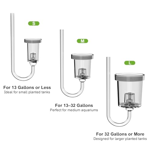 FZONE Acrylic Aquarium CO₂ Diffuser with Built-in Check Valve & Bubble Counter, Syringe & Suction Cup – Fine Bubble CO₂ Delivery for Planted Tanks (L-33mm) - size: L-33mm