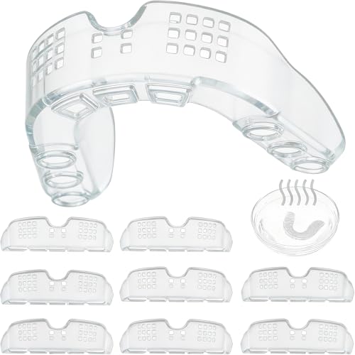 BBTO 10 Pack Adult Moldable Sports Mouth Guard with Perforation(Clear) - color: Clear