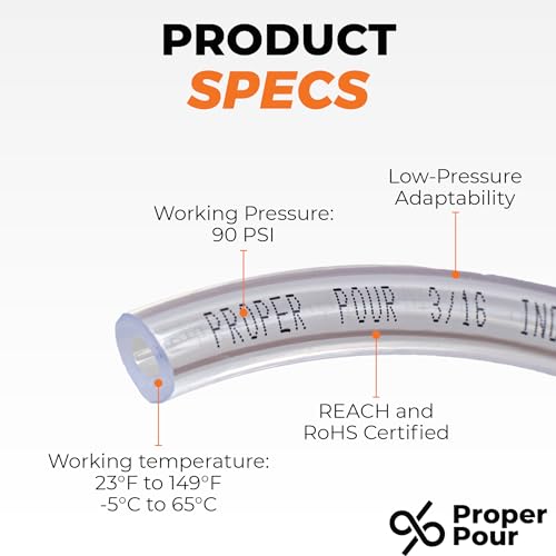Clear Vinyl Plastic Tubing - Food-Grade & Flexible PVC Tube for Beer Line, Kegerator Accessories, Wine, Aquarium & Water Hose, Fuel Line, Drip Irrigation & More, 5/16" ID 7/16" OD, 10 Ft - size: 5/16" ID x 7/16" OD, style: 10 feet