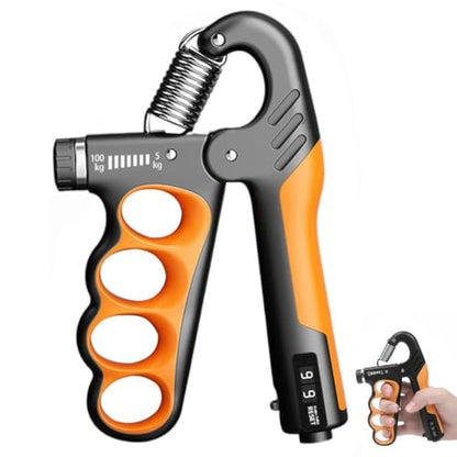 Adjustable Grip Strength Trainer Hand Gripper for Grip Strength, Forearm & Wrist Strengthener, Hand Exerciser for Strength Training & Therapy 11-220Lbs(5-100KG) | Orange