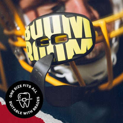 SAFEJAWZ Lip Guard, Football Mouth Guard with Detachable Strap - color: Boom