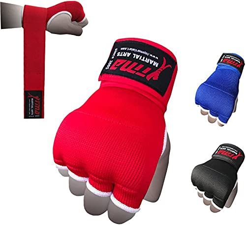 TMA Training Boxing Inner Gloves Hand Wraps MMA Fist Protector Bandages Mitts - color: Red, size: Medium